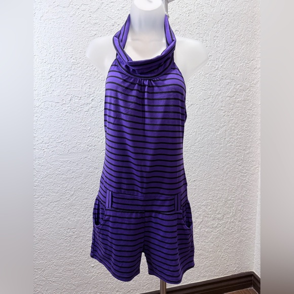Pants - One of a kind Purple Striped Romper